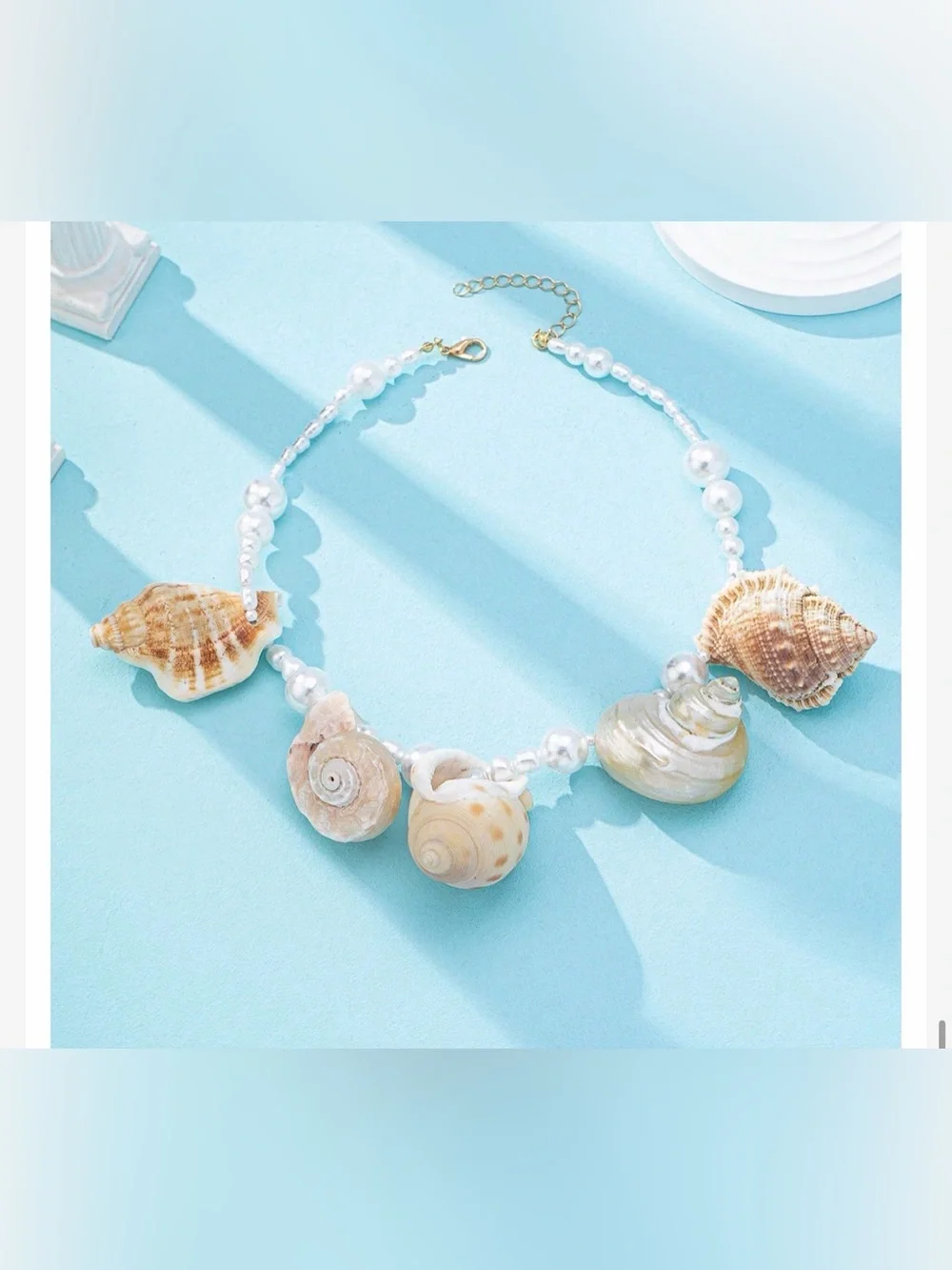 A Classy Chic Boutique Cream Shell & Pearl Statement Necklace